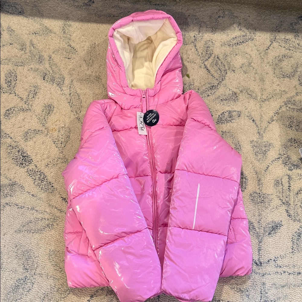 The Children's Place Shiny Pink Hooded Puffer Coat
